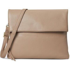 Magnetic Closure Women's Leather Crossbody Bag - Chic Warm Adobe Foldover Design